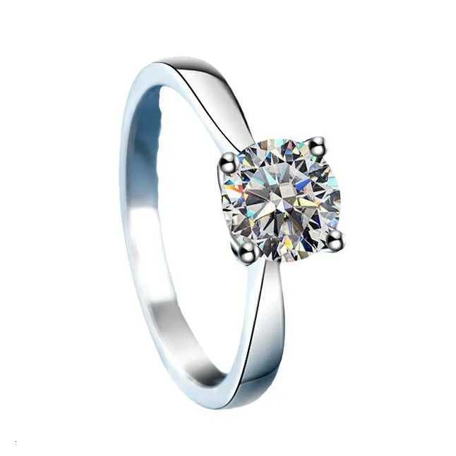 Womens Exquisite 1 Moissanite Ring PT950 Platinum Prong Plain Band Ring for Friend Gift Selection H260320 - view 6