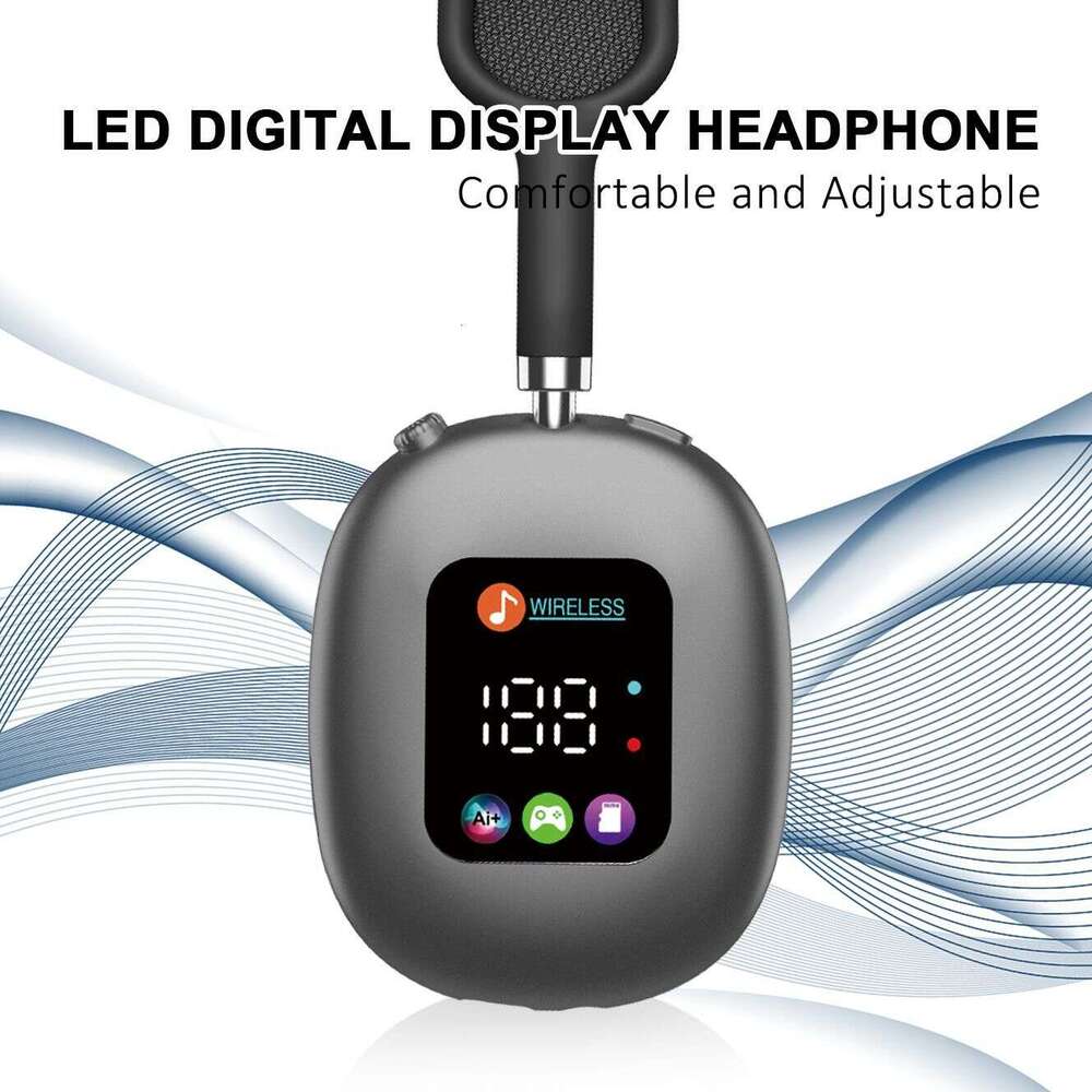 MAX600 Private Mold New Wireless Over Ear Bluetooth Headphones RGB LED Digital Display Support TF Card FM Radio HIFI Stereo Headset CKS
