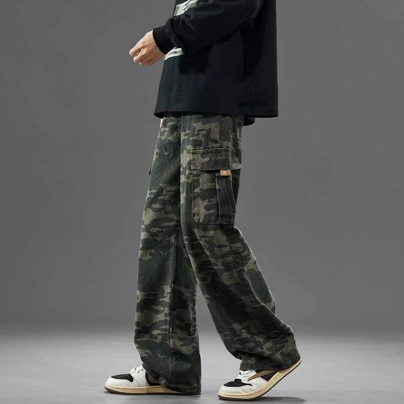 Men Spring Summer American Style High Street Camouflage Cargo Pants Male Vintage Wide Leg Versatile Straight Leg Denim Trousers D260320