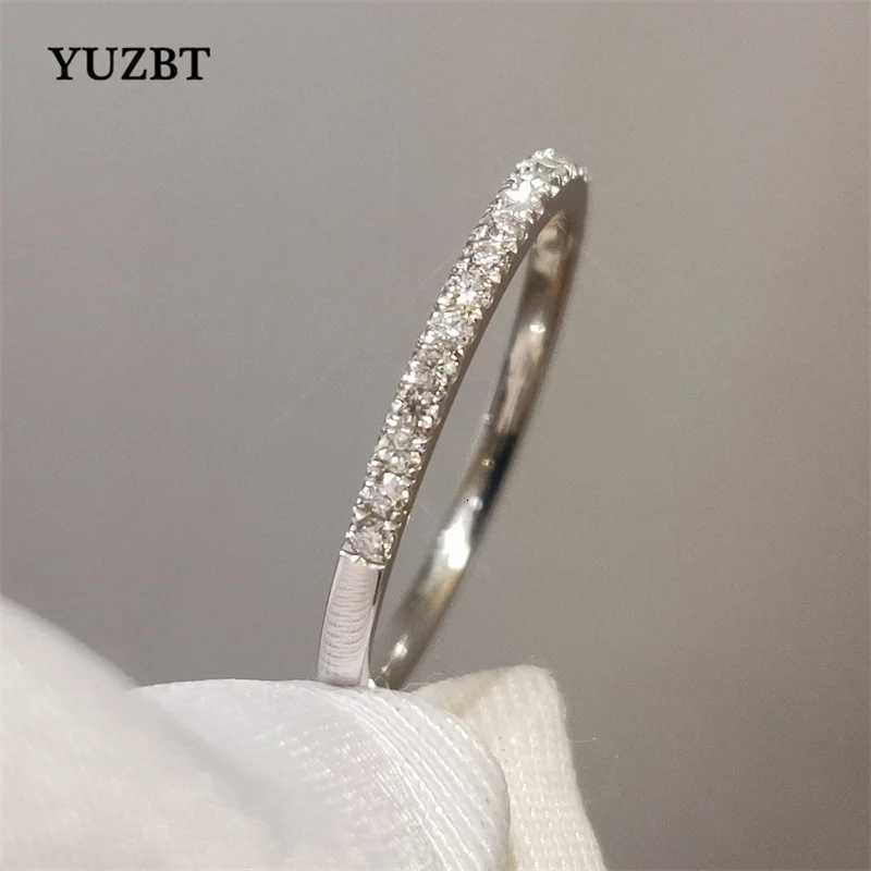 YUZBT 9K 10K White Gold Brilliant Cut 03 Carats Diamond Tester Past D Color Moissanite Engagement Ring Korean Style Jewelry H260320 - view 3
