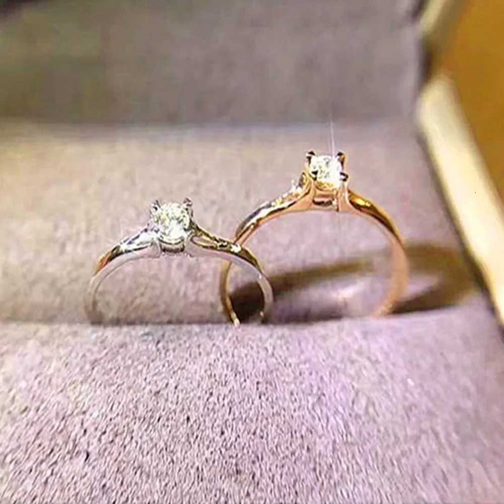Classic Simple Silver Color Stainless Steel Claws Zircon Couple Rings for Women Men Luxury Wedding Anniversary Jewelry Gift H260320 - view 3