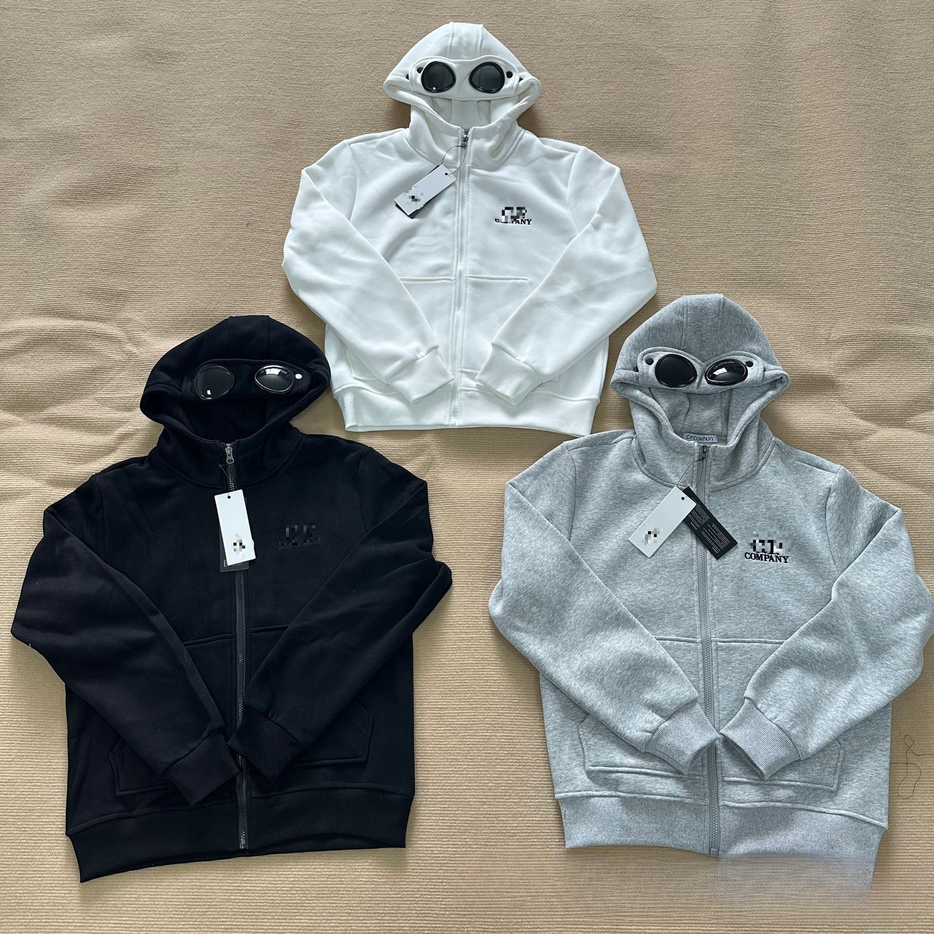 Designer Cpcompanyly Autumn And Winter Fleece-lined Cardigan Hoodie With Goggles Trendy Style