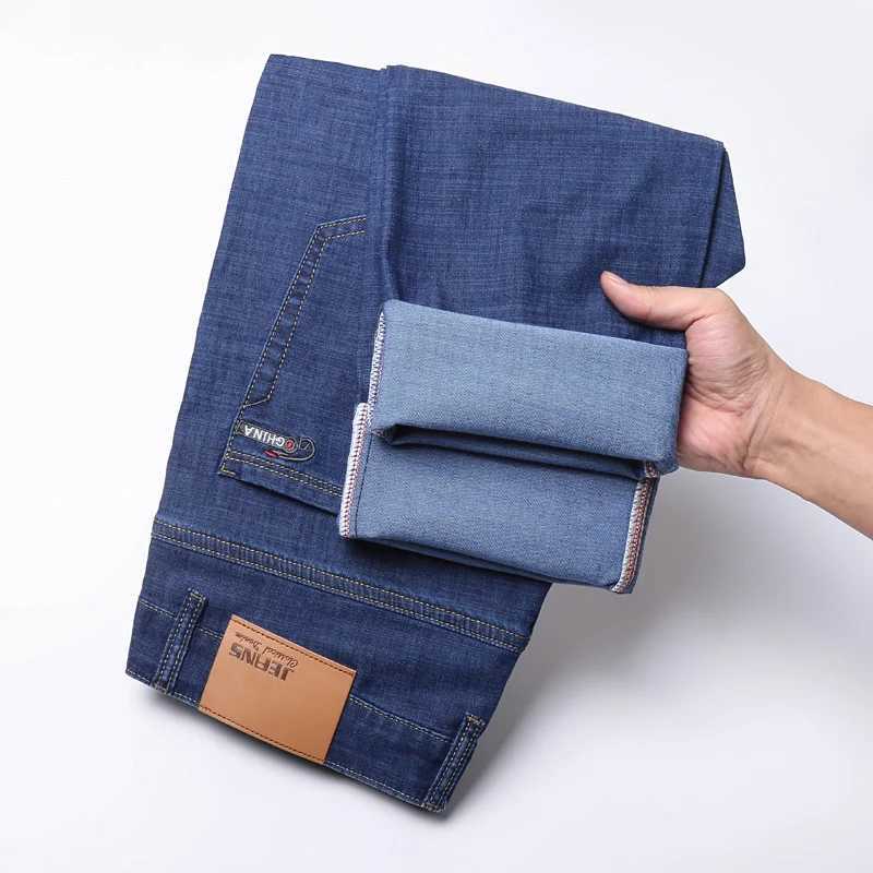 2025 Spring Summer Thin Classic Mens Business Jeans Stretch Trousers Casual Straight Denim Pants Brand Male Clothing 28-40 D260320