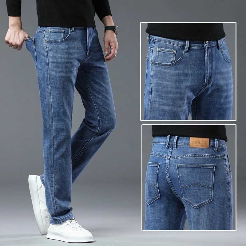 SULEE Autumn New Mens Straight Jeans Business Fashion High Quality Casual Denim Trousers Stretch Soft Classic Male Pants Blue D260320