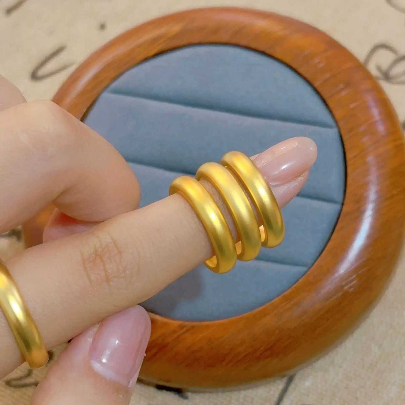 24K Gold Pearl Nickel Vintage Plain Closed Ring Unisex AU999 - Forged craft seamless blend premium texture H260320 - view 5