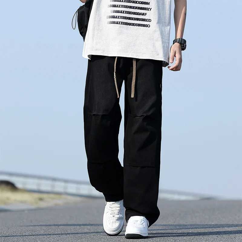 Stylish laid-back style loose straight-leg jeans that make you look taller casual long pants casual pants plus-size mens pants D260320