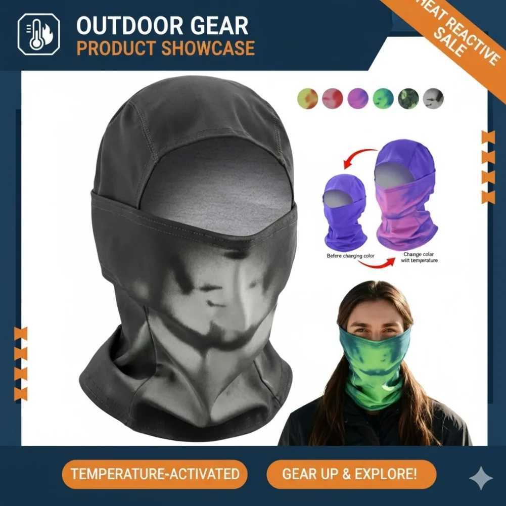 Heat Reactive Balaclava Unisex Temperature Sensitive Color Change Ski Mask Full Wrap Motorcycle For Hiking Cycling M260320