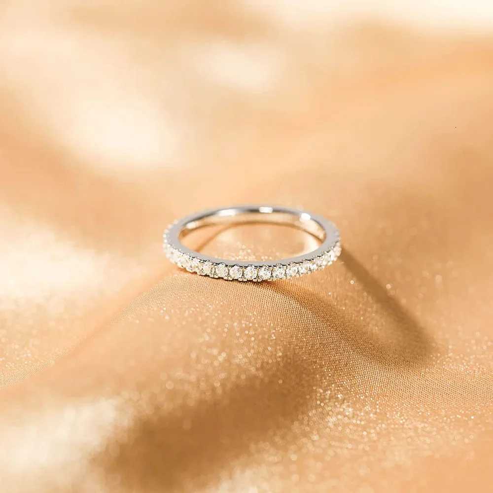 Trumium 2mm Real s925 Sterling Silver Wedding Band Cubic Zirconia Full Eternity Stackable Engagement Rings for Women Girls Gifts H260320 - view 3