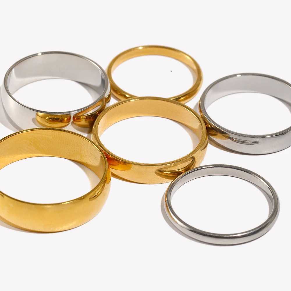 Size 5-10 Waterproof Stainless Steel Ring Gold Plated Silver Color 2mm 4mm 6mm Basics Rings For Men Women Stackable Rings H260320 - view 3