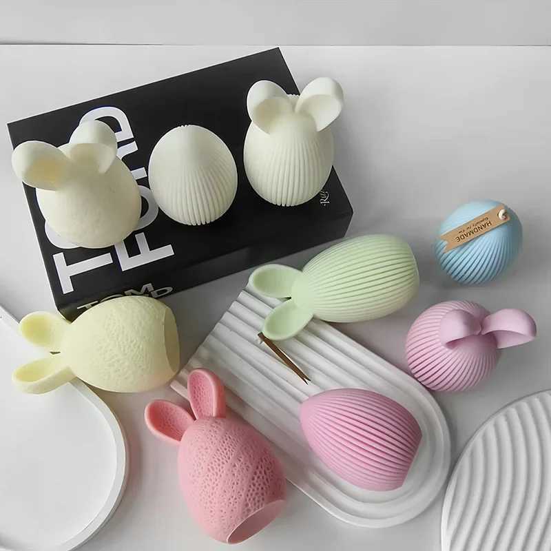 Easter Egg Silicone Mold Bunny Egg Shape Candle Plaster Ornament Mold Decoration Candle Making Supplies H260319