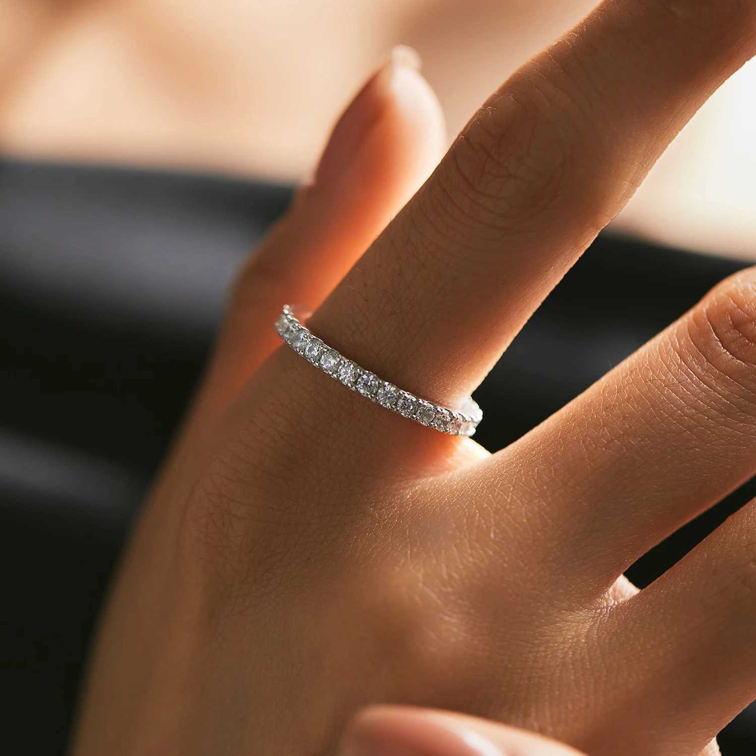 MODIAN Luxury D Color Moissanite Band Stackable Ring For Women Real 925 Sterling Silver Wedding Jewelry With Exquisite Box Gift H260320 - view 4