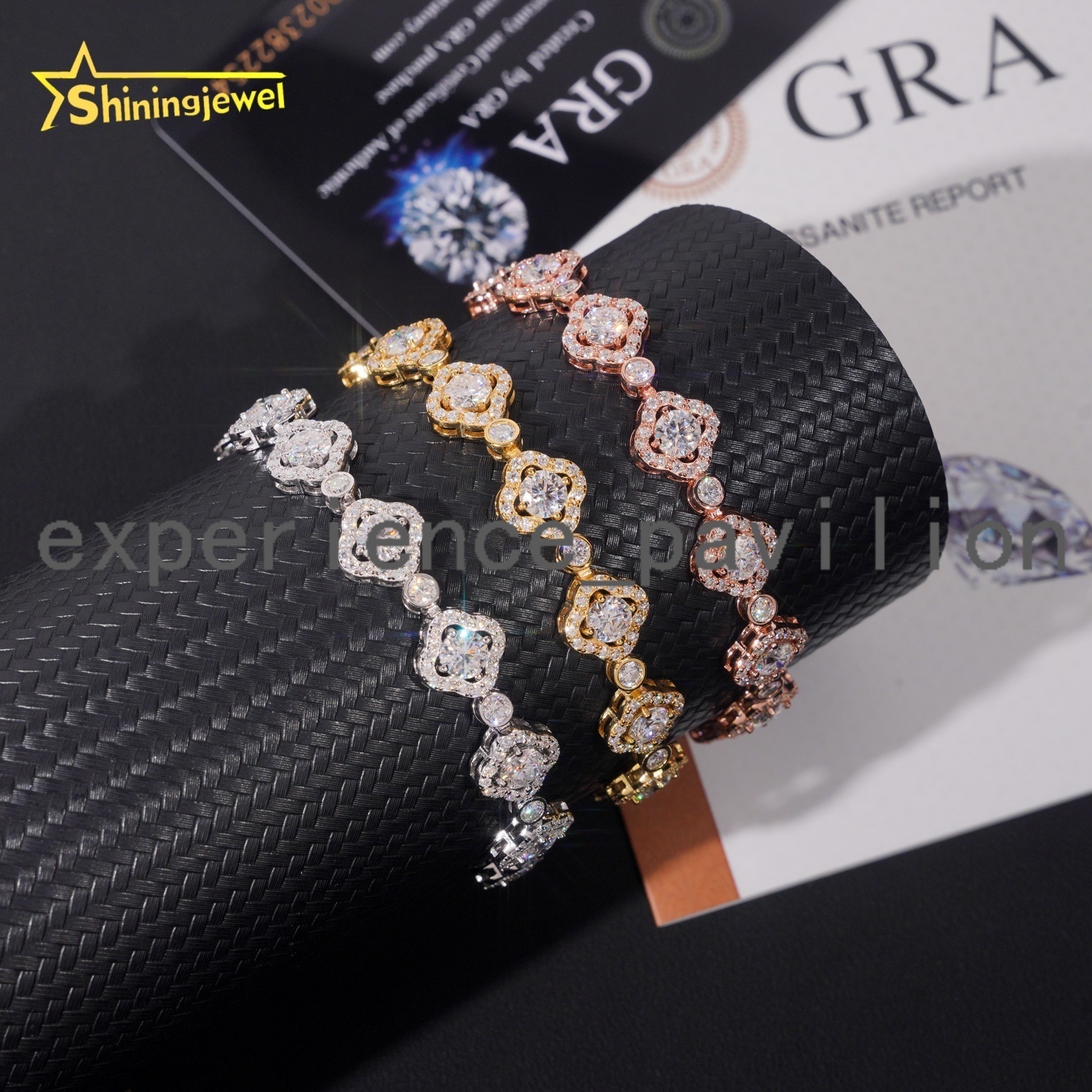 Hot Selling 925 Silver Pass Diamond Tester Clover Bracelet Moissanite Iced Out Custom Moissanite Bracelet Men Hip Hop Jewelry