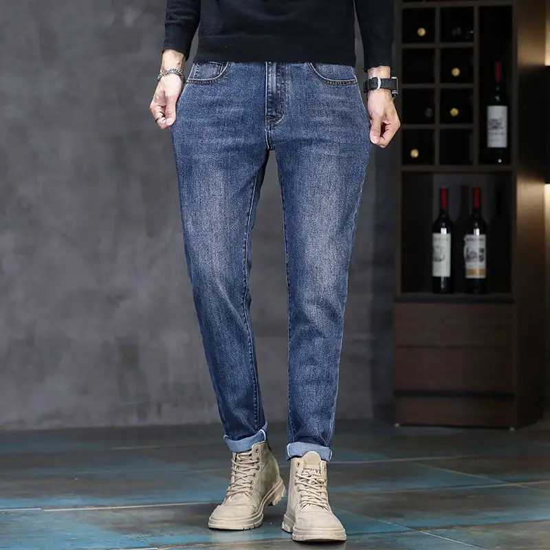 New Autumn/Winter 2025 Young Men Slim Stretch Jeans Straight Men High Waist Young Men Fashion Mens Trousers Jeans Pants D260320