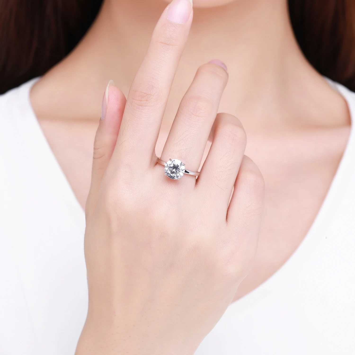 MODIAN 925 Sterling Silver Classic Luxury 3 Simulated Diamond Rings For Women Wedding Engagement Statement Fine Jewelry H260320 - view 3