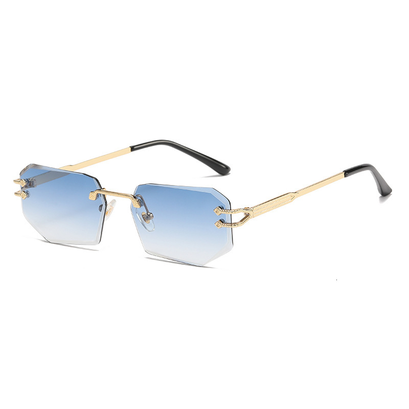 Luxury Brand Designer Jewelry 6066 Snake-Shaped Metal Personality Cut Edge Sunglasses 2024 Fashion Rimless Glasses Street Style Trendy Sunglasses