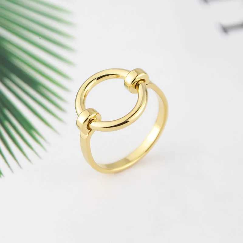 Simple Design Pure Form Circle Shape Ring Stainless Steel Gold Color Fashion Jewelry Bague Femme Homme Anillo H260320 - view 4