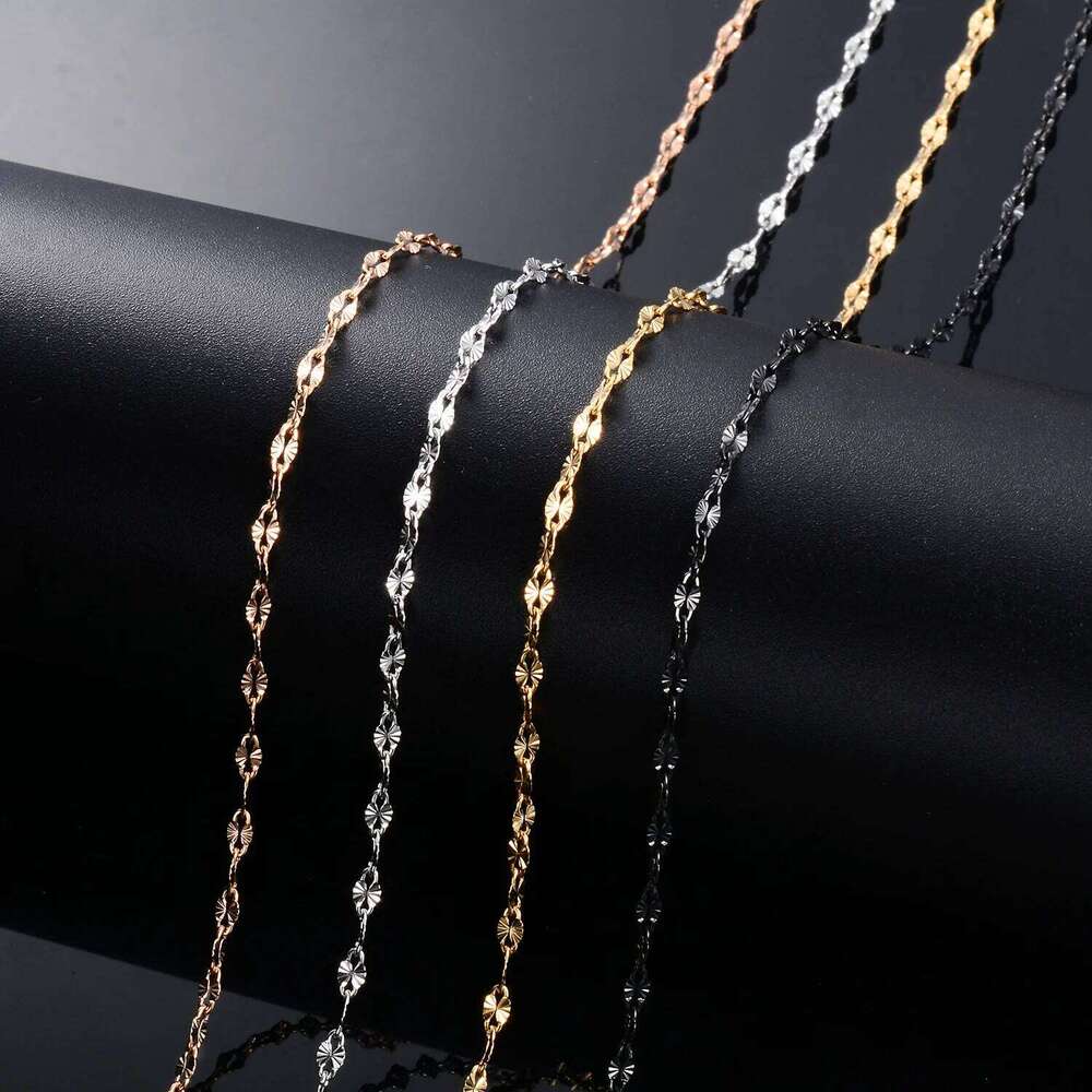 Yadreva Lip Embossed Chain 2.5mm Thin Stainless Steel Necklace Handmade Link Waterproof Jewelry Accessories 26W0320