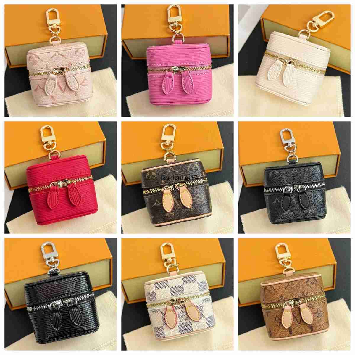 Key Rings Designer Leather Keychains Mini Bag Pendant Fashion Man Woman Mini Wallet Coin Purse Bag Headphone Bag Charm Keychain with Box