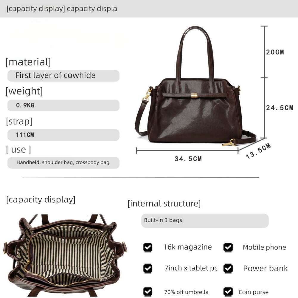 Fashion High-End Women Leather Bag, Trendy Tote Shoulder Handbag, Soft Cowhide Large Capacity Bag, Stylish Lady Purse SENYY