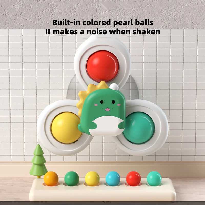 3PC Set Suction Cup Spinning Cartoon Animal Spinner Toys For Kids Window High Chair Tray Bath Table Travel for Children Gift Y260319