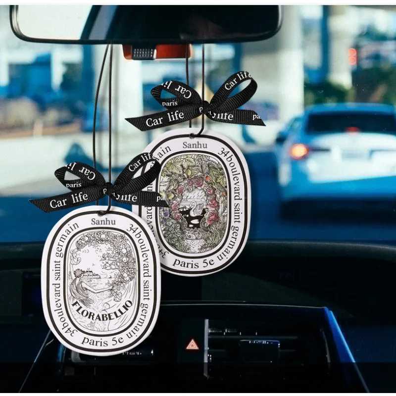 2pcs Car Aromatherapy Sheet Woody Fragrance Tablets Fresh Upgrade Gardenia New Pattern Pendant Lasting Rose Interior freshener H260319