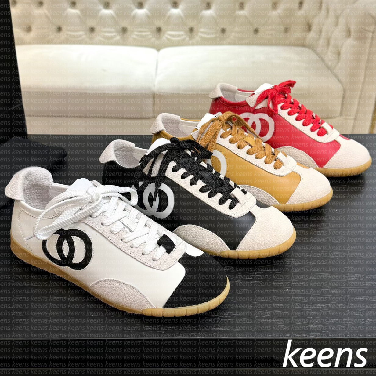 Designer Running Shoes Women's Sneakers Leather Sport Sneakers Reflective Lace Up Trainers Gold Silver Mesh Calfskin Nylon Casual shoes Size 34-45