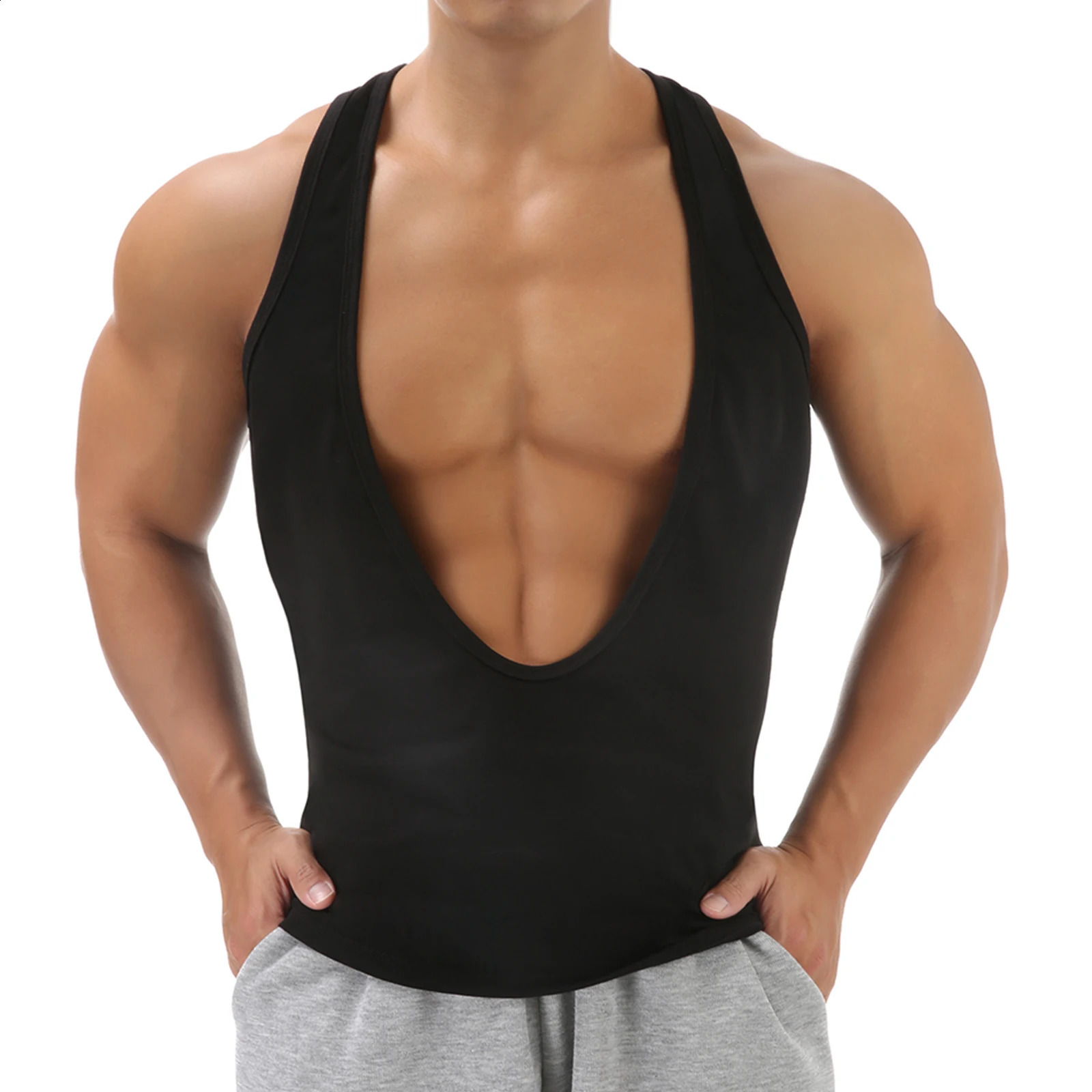 Casual Vest Mens Tank Top Man Deep Vneck Sexy Sleeveless Tops TShirt Muscle Workout Bodybuilding Singlet Dopamine Color 260320