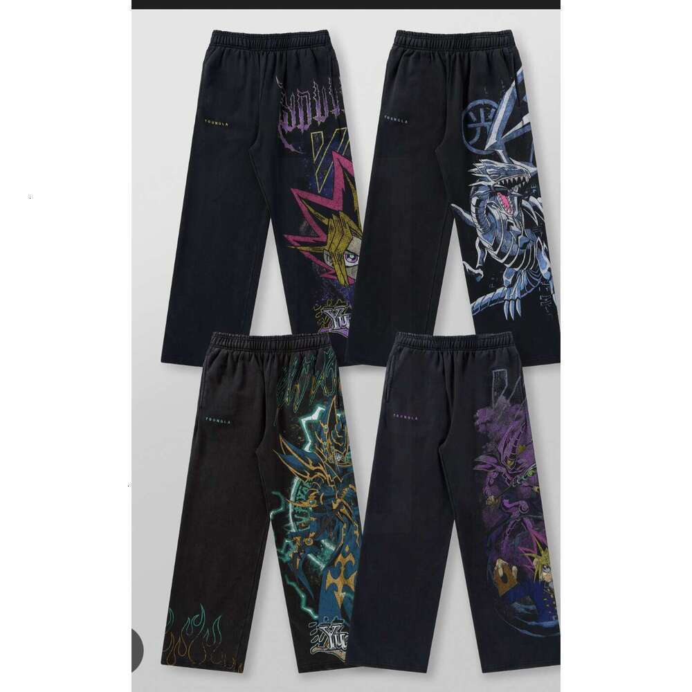 New YOUNGLA men set legging Cross-Border Men's American Street Style Y2K Comfortable Casual Loose SportsYOUNGLA pants men Unisex Straight-Leg Pants 35