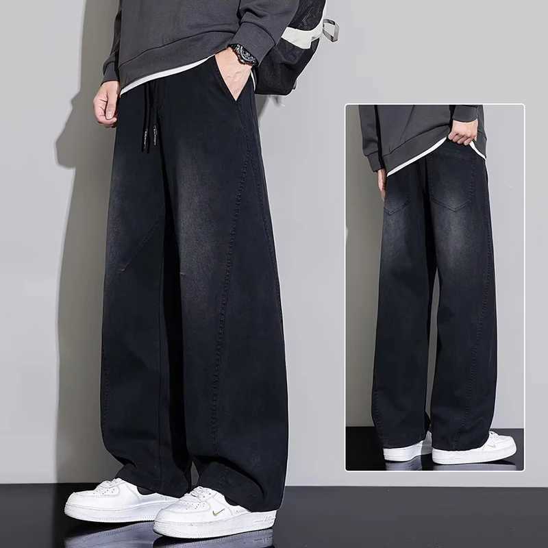 Men Spring Autumn Loose Straight Leg Wide Leg Jeans Daily Casual High Quality Male Denim Pants Fashion Versatile Blue Trousers D260320