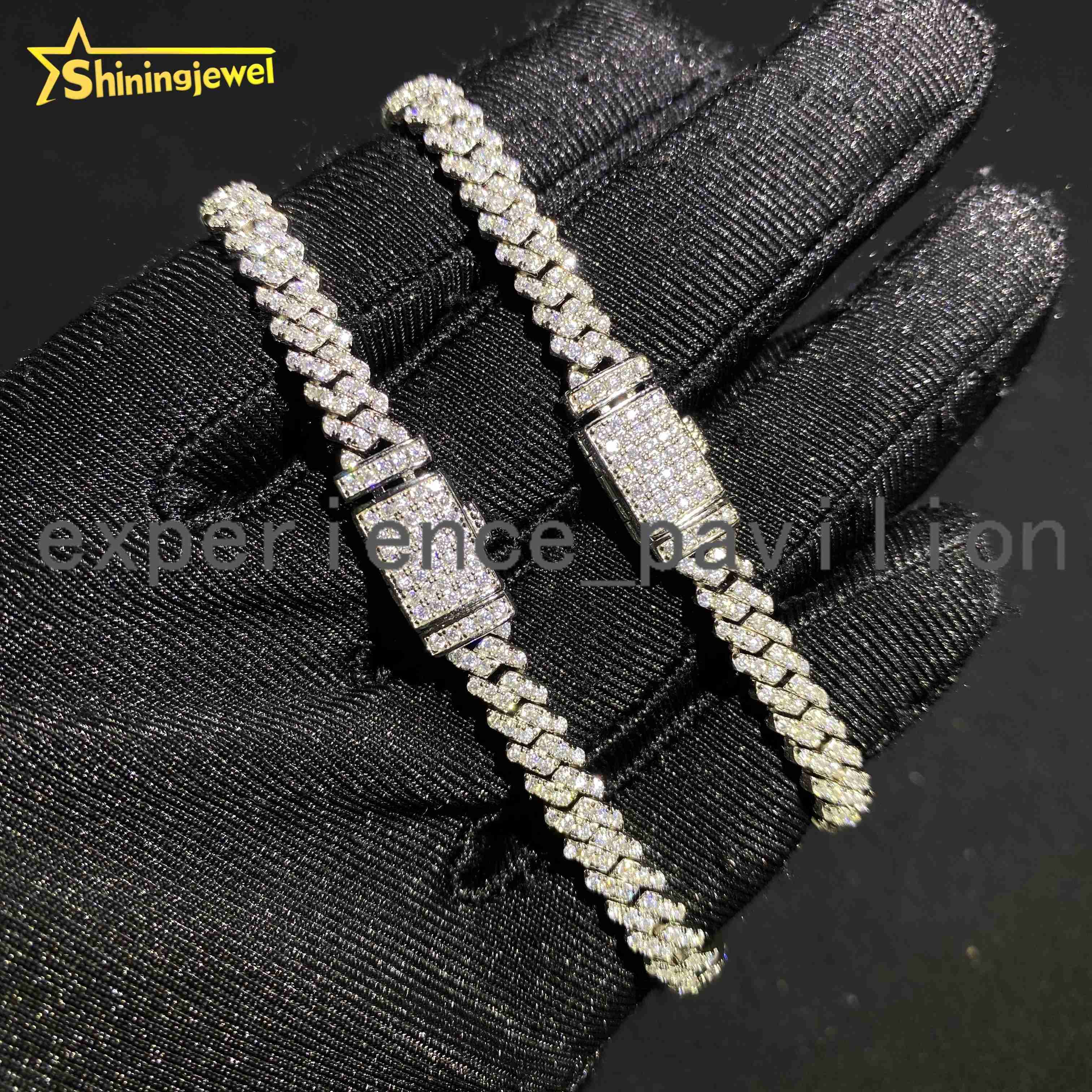 5mm Iced Out Fine Hip Hop Jewelry Necklace Solid 925 Silver VVS D Moissanite Cuban Link Chain Bracelet Pass Diamond Tester
