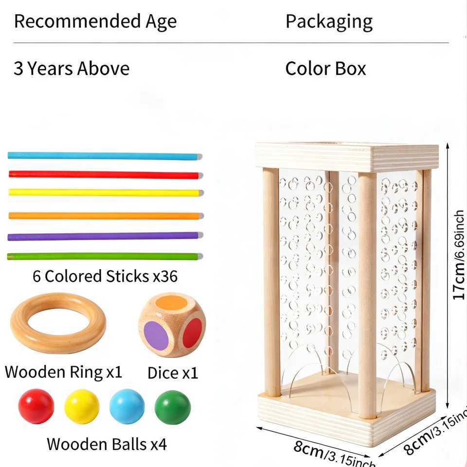 Wooden Stick Pulling Toy Colorful Stick Game with Dice Balls Toddlers Crack-Resistant Wood Smooth Polished Safe Play Skill Build Y260319