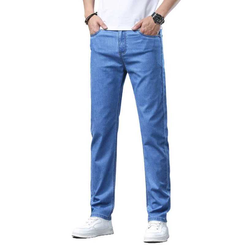 2025 Summer Thin Mens Casual Jeans Classic Style Stretch Straight Fashionable Versatile Light Business Denim Long Pants Male D260320