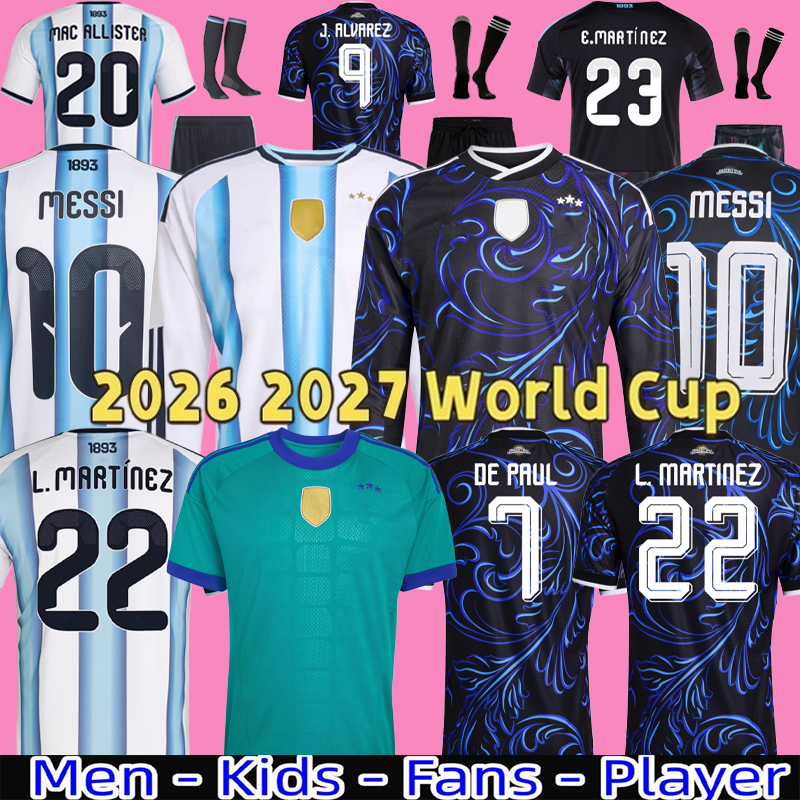 2026 2027 ARGENtiNA SoccerJerseys MESSIS DE PAUL J.ALUAREZ 26 27 ArgentiNa DYBALA DI MARIA MARTINEZ football shirt home away Player Men Women kids