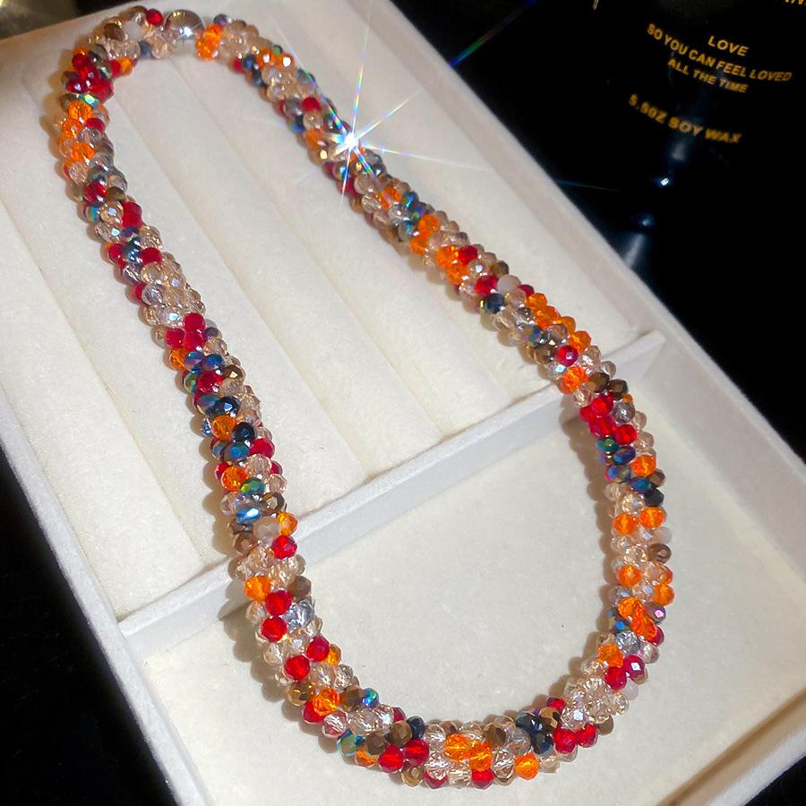 French-style colorful crystal beaded choker necklace women, elegant and luxurious, high-end feel, suitable for pairing with dresses, trendy collarbone - view 4