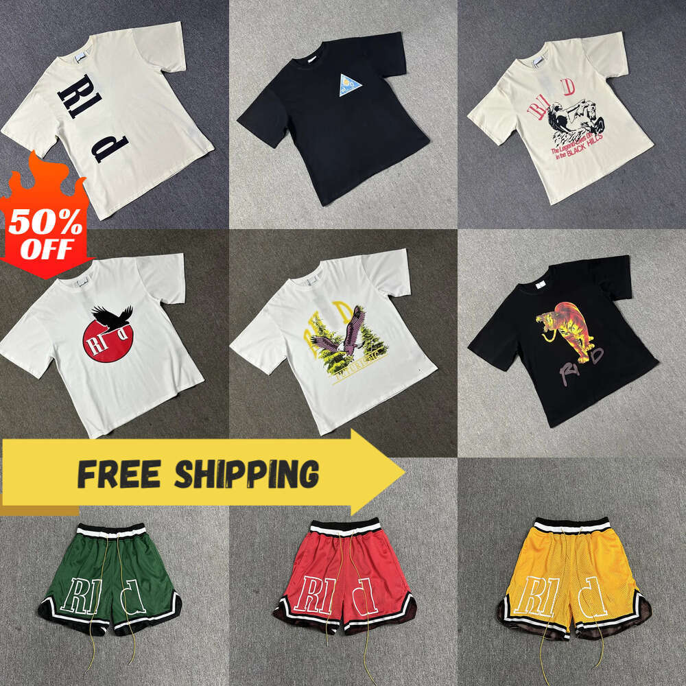 Premium Cotton Re Graphic Letter Print Unisex Loose Tees Rhued Inspired Designer T-Shirts Quick Drying Breathable Mesh Shorts Pants for Men Women