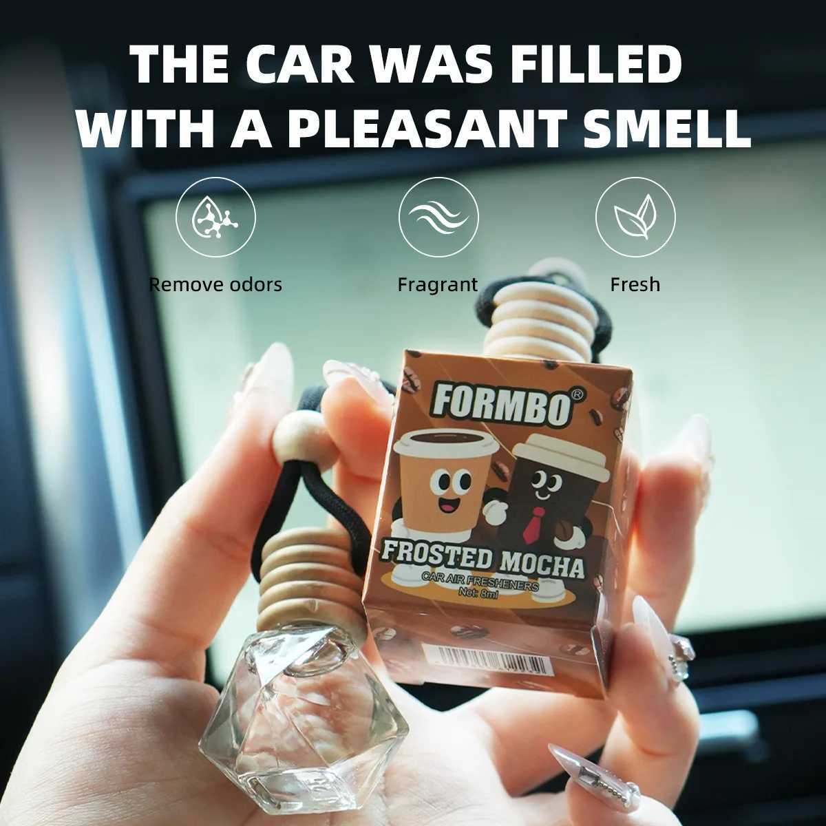 8ml Formbo Perfume Bottle Fruity Aromatherapy Car Freshener Line Aromatherapy Hanging Clip Air Freshening Odor Removal Function H260319