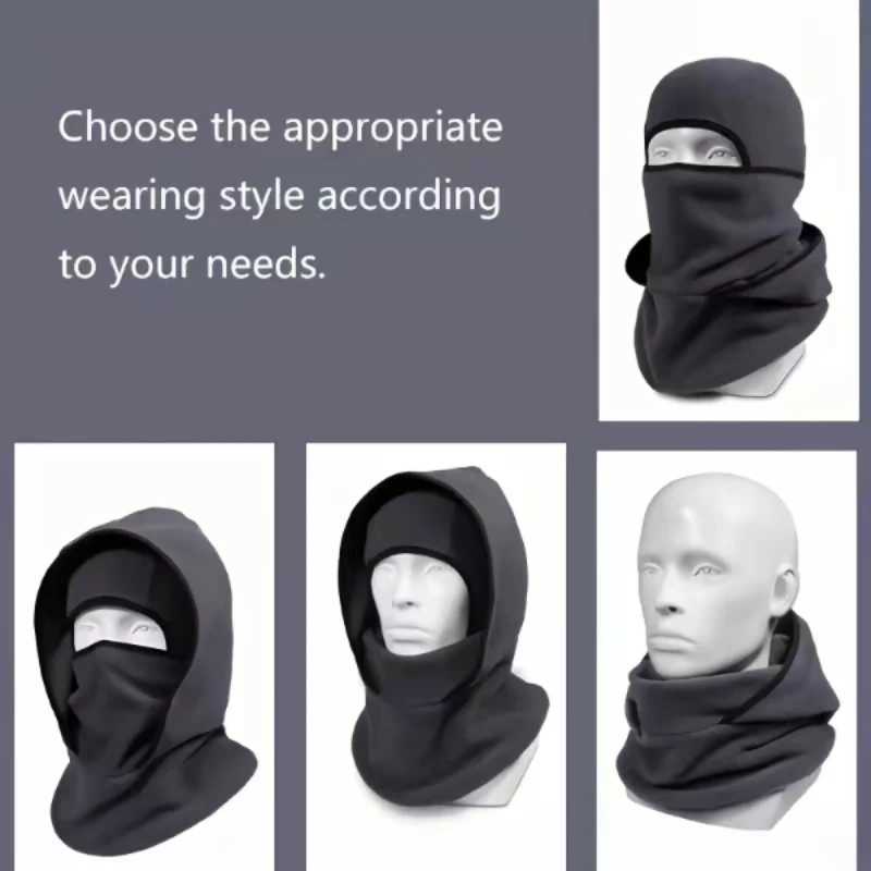 Autumn Winter Fleece Balaclava Cycling Cold-proof Windproof Warm Hood and Hat Thicken Thermal Ski Windproof Women Men M260320