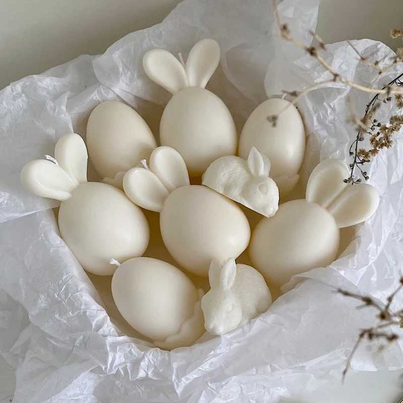 Easter Egg Silicone Mold Bunny Egg Shape Candle Plaster Ornament Mold Decoration Candle Making Supplies H260319