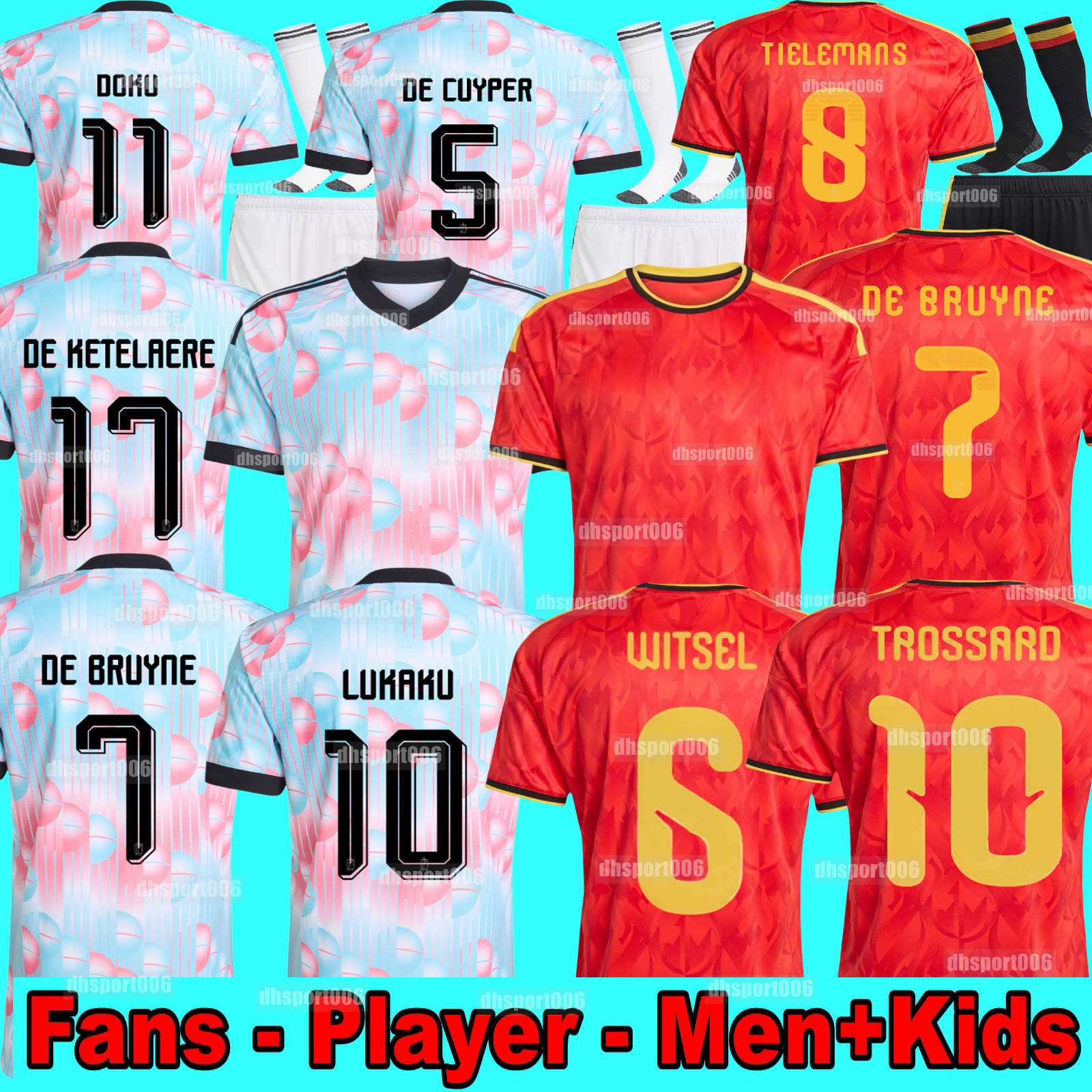 2026 Belgium World Cup soccer jerseys DE BRUYNE R. LUKAKU E. HAZARD 26 27 MERTENS BATSHUAYI TIELEMANS T.HAZARD Fans Player football shirt uniform Men Kids Kits