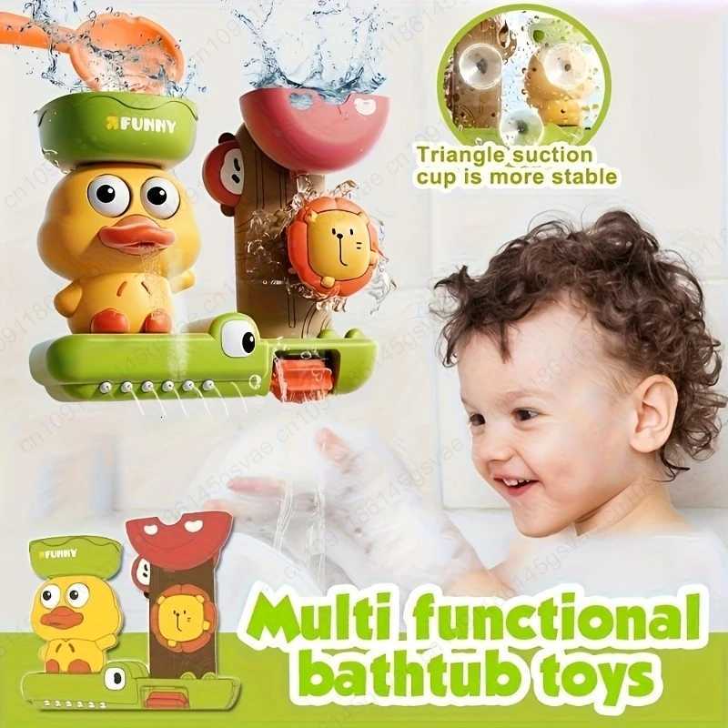 Childrens Take A Shower Paddle Toys Cartoon Animals Duck Spin Water Spray Waterwheel Bath Toy Kids Delight Shower Toy Gift Y260319
