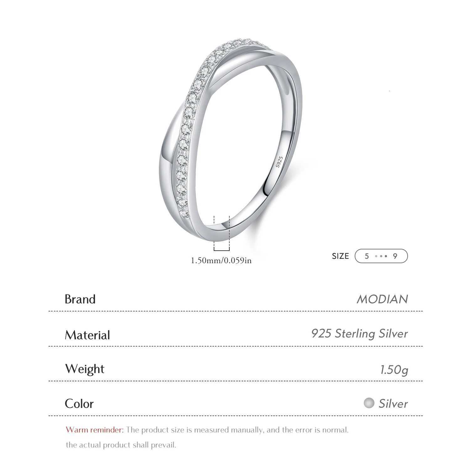 MODIAN 925 Sterling Silver Geometric X Shape Finger Rings Trendy Stackable Vacation Ring For Women Fine Jewelry H260320 - view 4