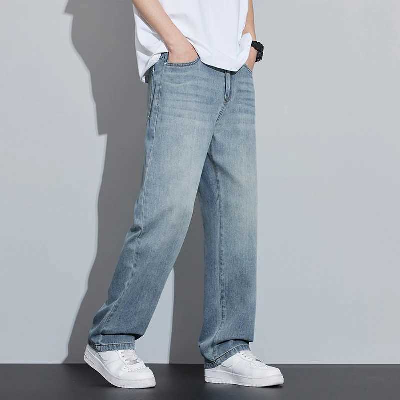2025 Spring/Summer New Mens Lyocell Loose Jeans Summer Thin Breathable Straight Leggings Retro Business Casual Fashion Korean M D260320