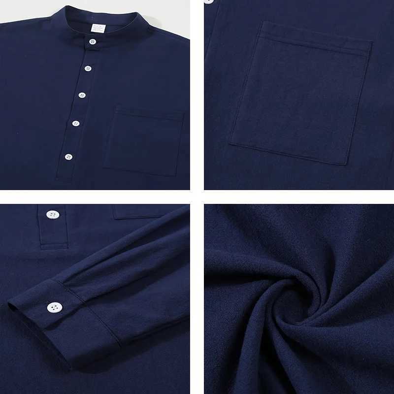 Mens Lightweight Shirt And Cotton Hemp Pants Set Stand-up Collar Button PoCKet Summer Casual Long SLeeve M260320