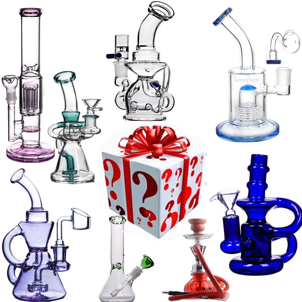 Mystery Box Glass Bong Water Pipes Bubbler Smoking Accessories Multi Styles Hookahs Shisha Recycler Water Bongs In Stock