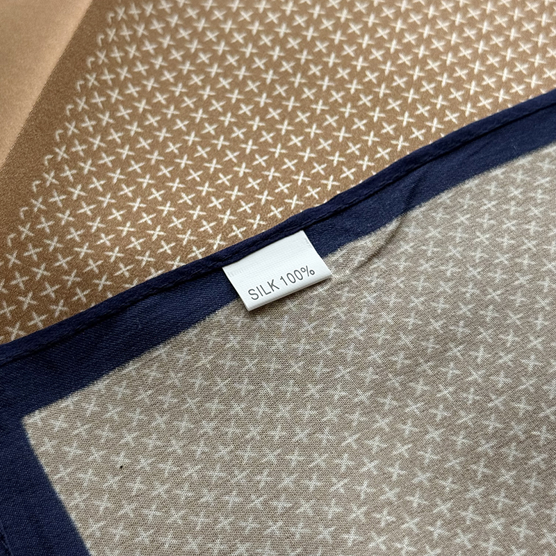 Brown Cashew Flower Silk Scarf for Women, Lightweight 100% Mulberry Silk, 53Cm Small Square Neck Scarf for Summer