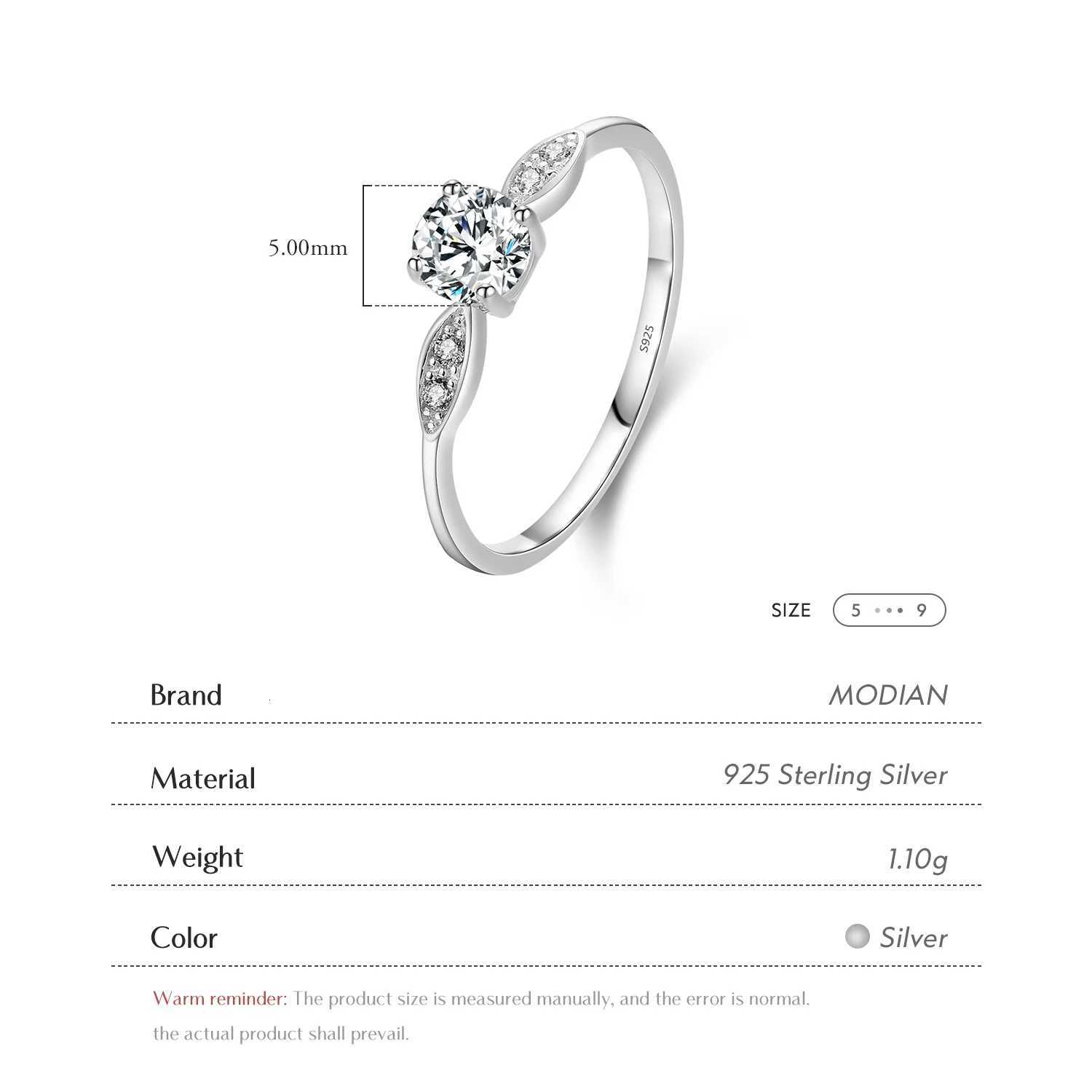 Modian Romantic Wedding Ring real 925 Sterling Silver Round Zirconia Classic Finger Rings For Women Engagement Fine Jewelry Gift H260320 - view 4