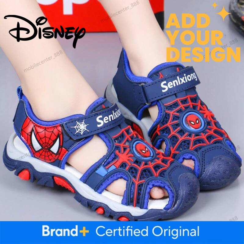 Designer Disney Summer Kids Boys Sandals Girls Cartoon Spider Man Student Closed Toe Orthopedic Non Slip Children Sport Pu Leather Beach Shoes Luxury