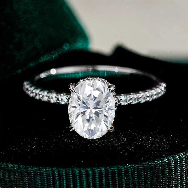 NeeTim 1ct 2ct 3ct Oval Cut Moissanite Rings for Women 925 Sterling Silver Lab Diamond Wedding Engagement Ring Gemstone Band H260320 - view 4