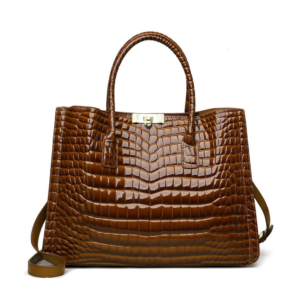 2026 New Light Luxury Niche Crocodile Pattern Women Handbag, Genuine Cowhide Hobo Tote Shoulder High-End Daily Commute Bag, Factory Direct Shipping SE