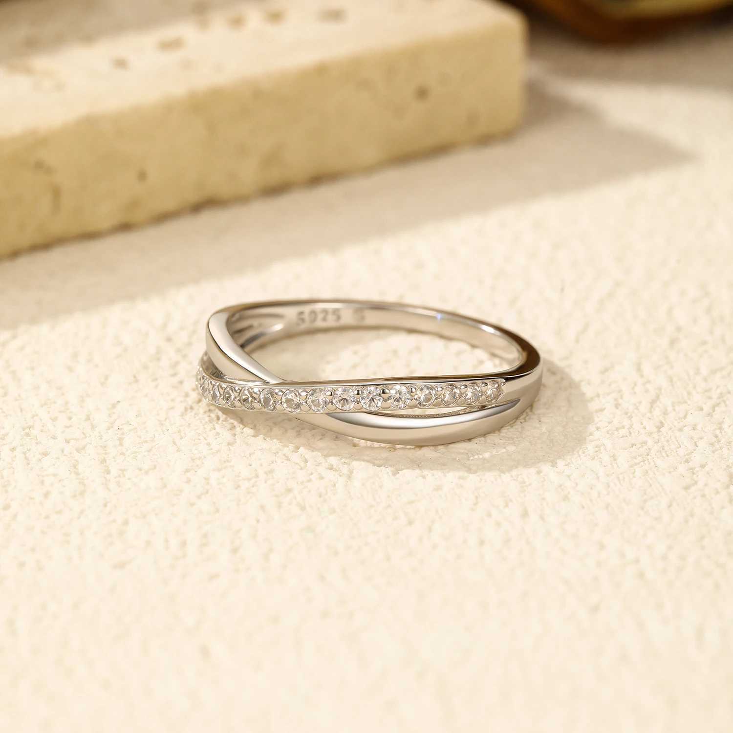 MODIAN 925 Sterling Silver Geometric X Shape Finger Rings Trendy Stackable Vacation Ring For Women Fine Jewelry H260320 - view 6